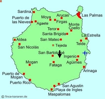 Karte Gran Canaria Ferienhaus Lamontana Santa Lucia