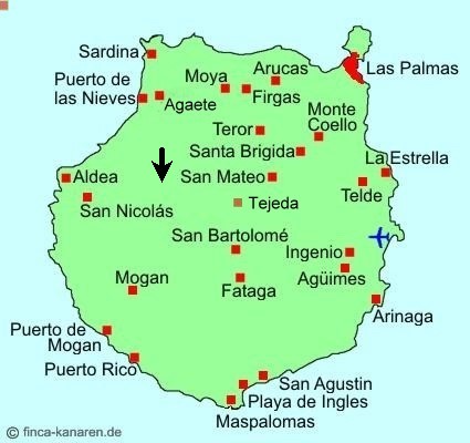 Gran Canaria Karte - Artenara - Im Zentrum von Gran Canaria