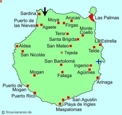 Gran Canaria Karte - Galdar- Gran Canaria Nord
