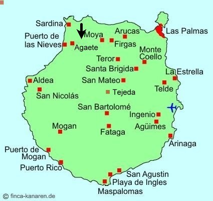 Gran Kanaria Karte - Guia im Norden von Gran Canaria