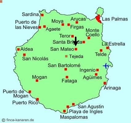 Gran Canaria Karte - Zentral Gran Canaria - Vega de San Mateo