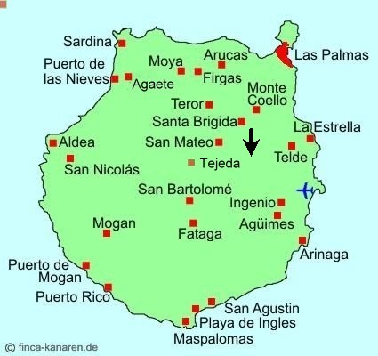 Gran Canaria Karte - Gran Canaria Ost  Valsequillo